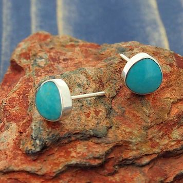 Turquoise Triangular Reuleaux Earrings - Silver Bubble